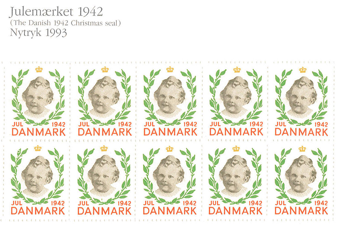 Nytryk af Julemærket 1942 - Prinsesse Margrethe (nu Dronning af Danmark)