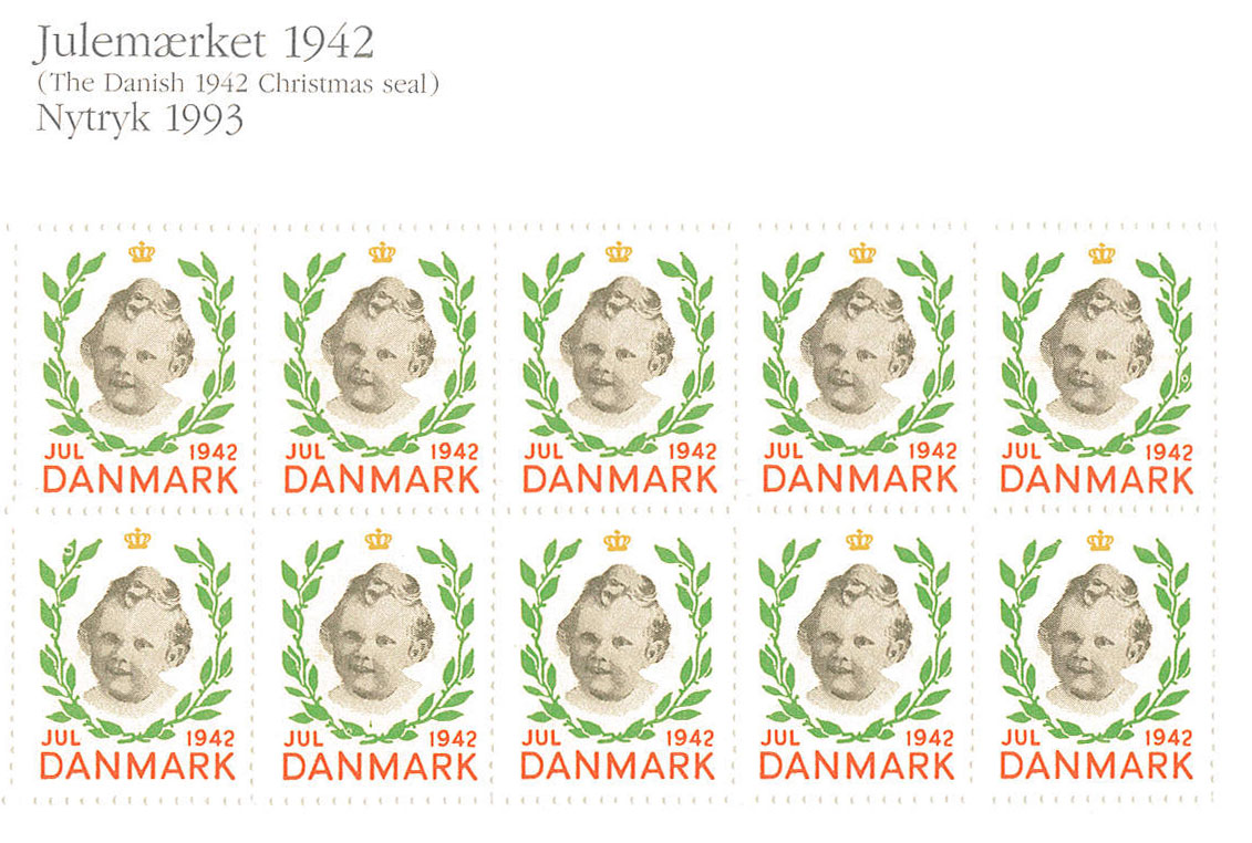 Nytryk af Julemærket 1942 - Prinsesse Margrethe (nu Dronning af Danmark)